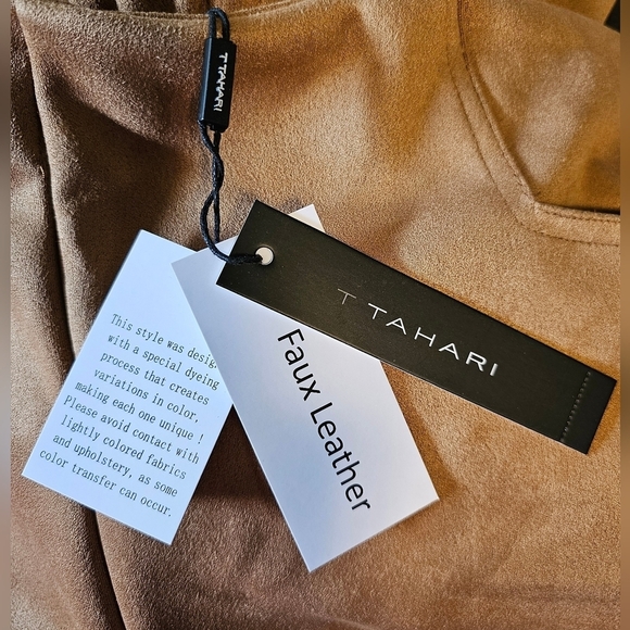 T Tahari Wide Leg Faux Suede Crop Pants, Tobacco XL - Picture 5 of 9